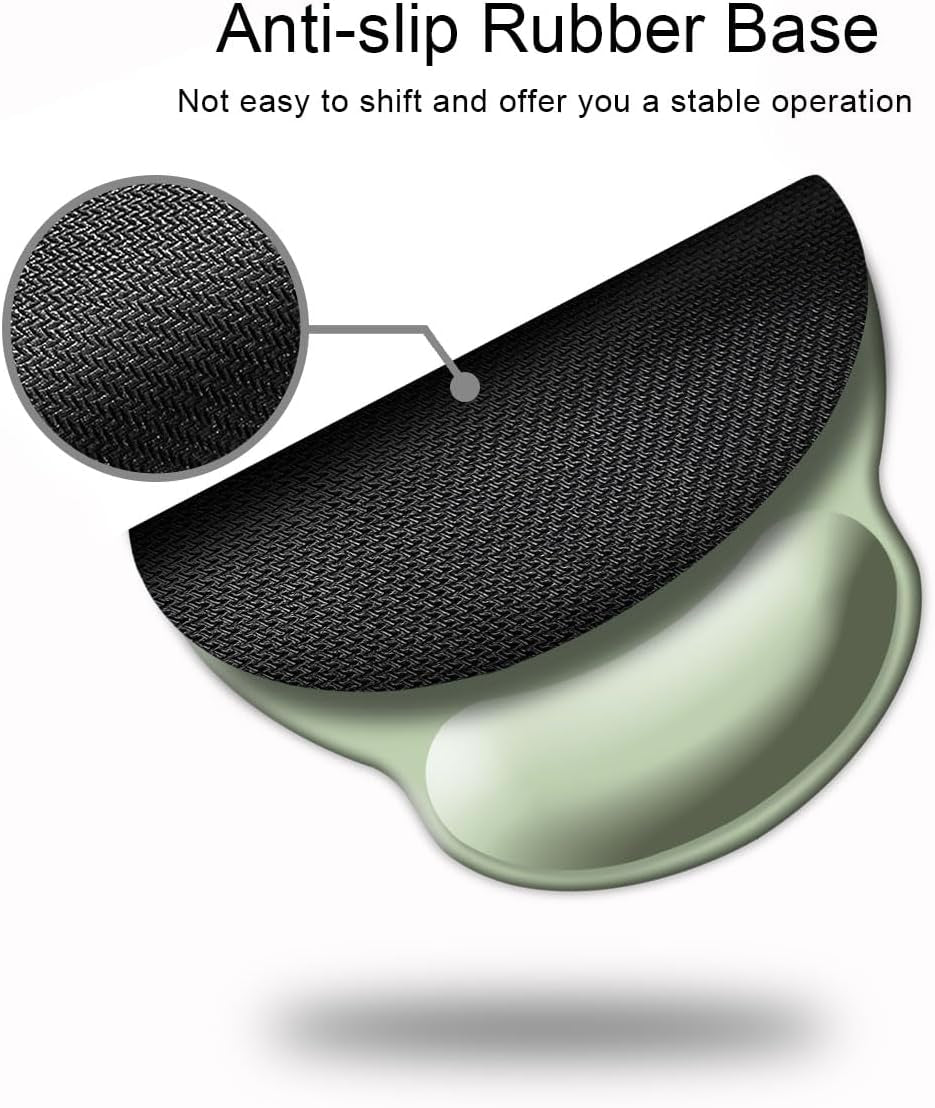 Ergonomic Mouse Pad with Wrist Support, Cute Wrist Pad with Non-Slip Rubber Base for Computer, Laptop, Home Office Gaming, Working, Easy Typing & Pain Relief,Sage Green