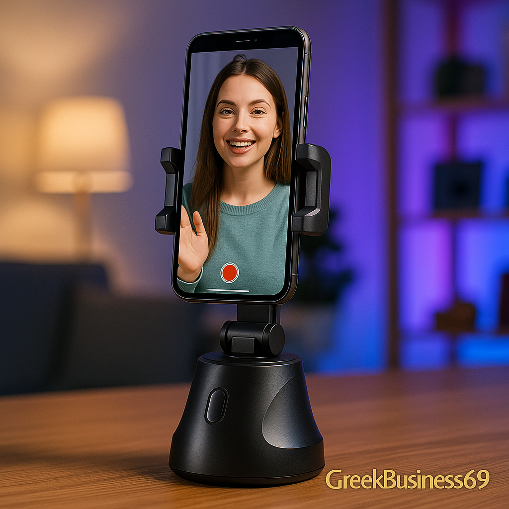Auto Face Tracking Phone Holder Tripod, No App Required, 360° Rotation Smart Face Body Tracking Tripod Selfie Phone Camera Stand for TIK Tok, Vlog, Live Streaming, Youtube Video