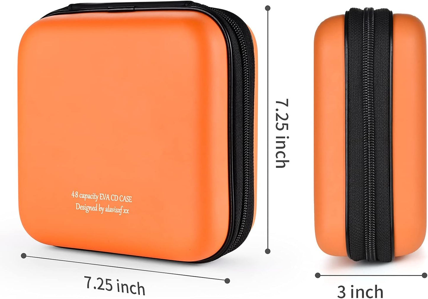 CD Case, 48 Capacity EVA Protective Blu-Ray DVD Case Portable Zipper CD Case Holder Disc Storage Organizer Wallet Bag for Car Home Travel (48 Capacity, Orange48)