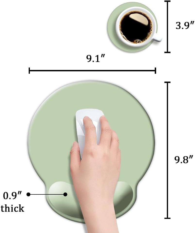 Ergonomic Mouse Pad with Wrist Support, Cute Wrist Pad with Non-Slip Rubber Base for Computer, Laptop, Home Office Gaming, Working, Easy Typing & Pain Relief,Sage Green