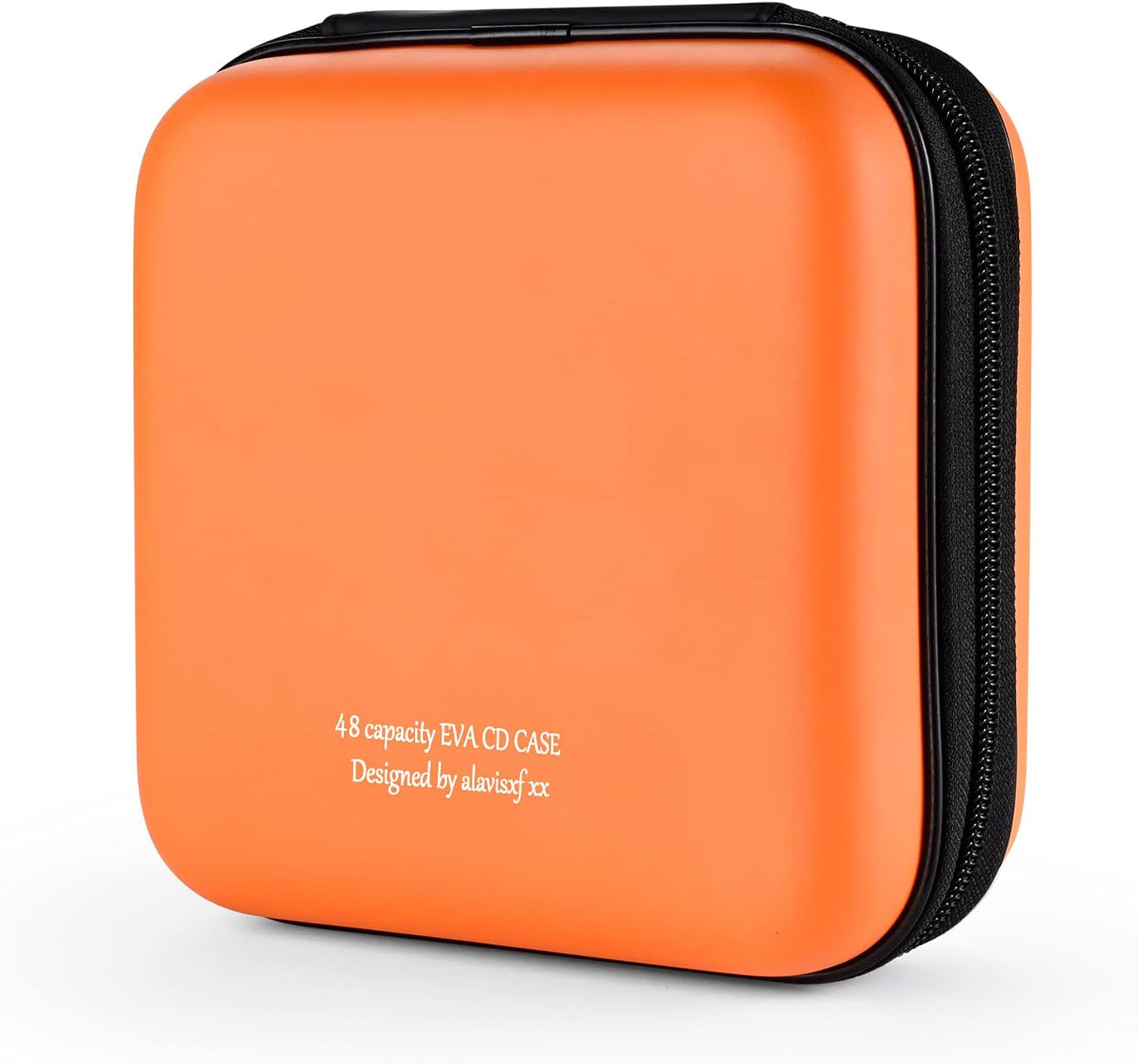 CD Case, 48 Capacity EVA Protective Blu-Ray DVD Case Portable Zipper CD Case Holder Disc Storage Organizer Wallet Bag for Car Home Travel (48 Capacity, Orange48)