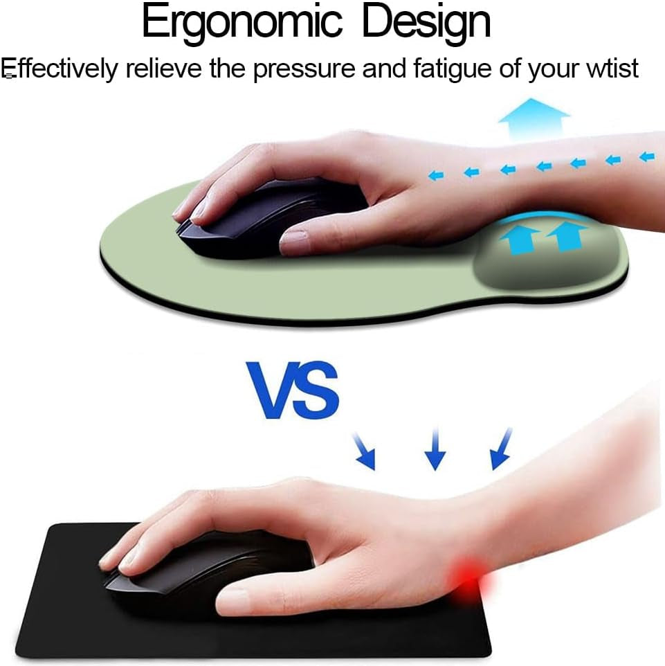Ergonomic Mouse Pad with Wrist Support, Cute Wrist Pad with Non-Slip Rubber Base for Computer, Laptop, Home Office Gaming, Working, Easy Typing & Pain Relief,Sage Green