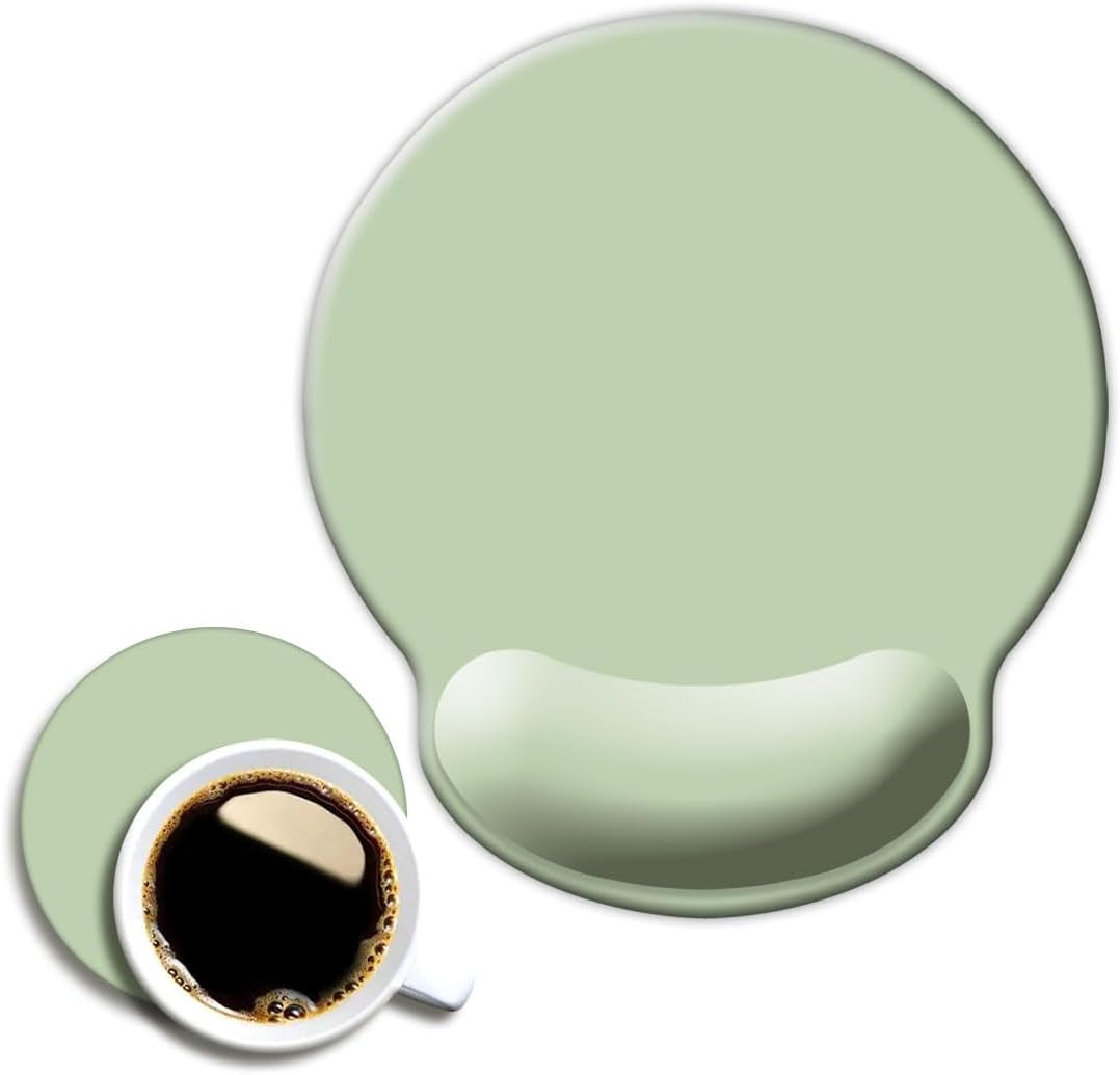 Ergonomic Mouse Pad with Wrist Support, Cute Wrist Pad with Non-Slip Rubber Base for Computer, Laptop, Home Office Gaming, Working, Easy Typing & Pain Relief,Sage Green