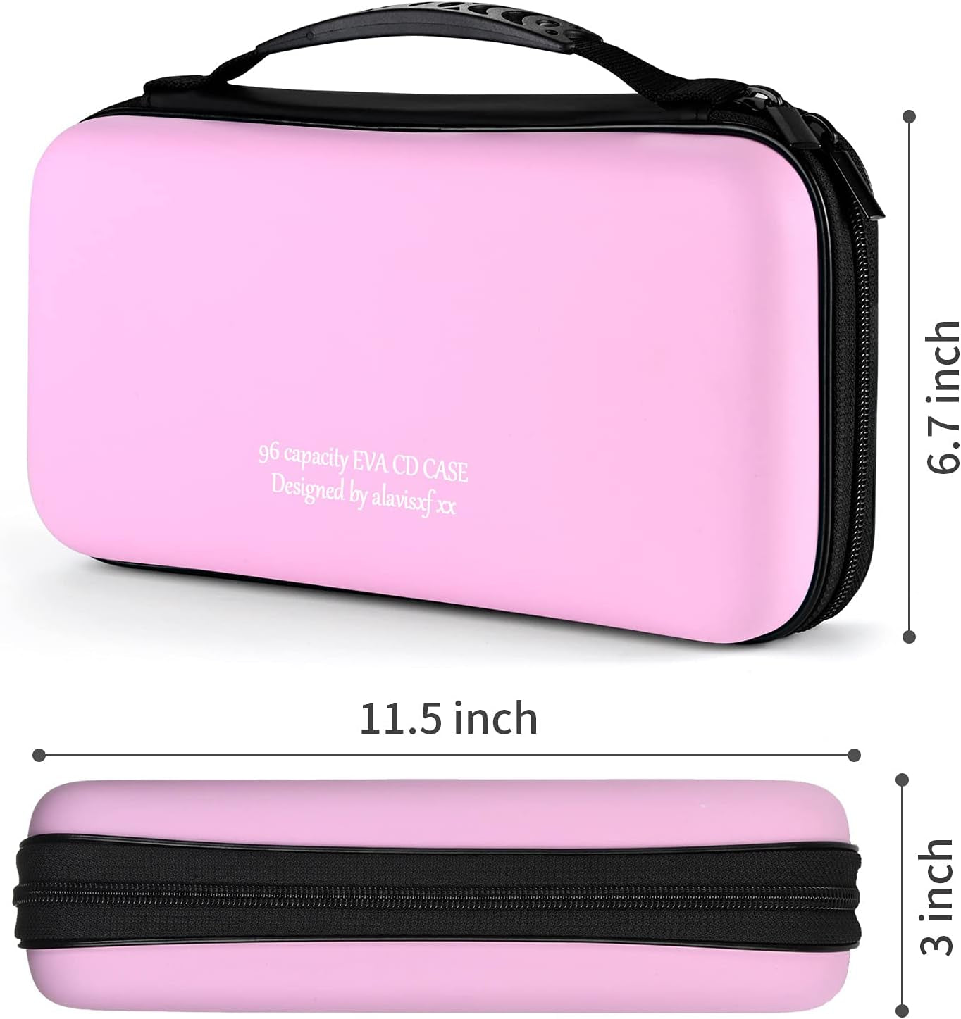 CD Case, 96 Capacity EVA Protective Blu-Ray DVD Case Portable Zipper CD Holder Disc Storage Organizer Wallet Bag for Car Home Travel (96 Capacity, Pink96)