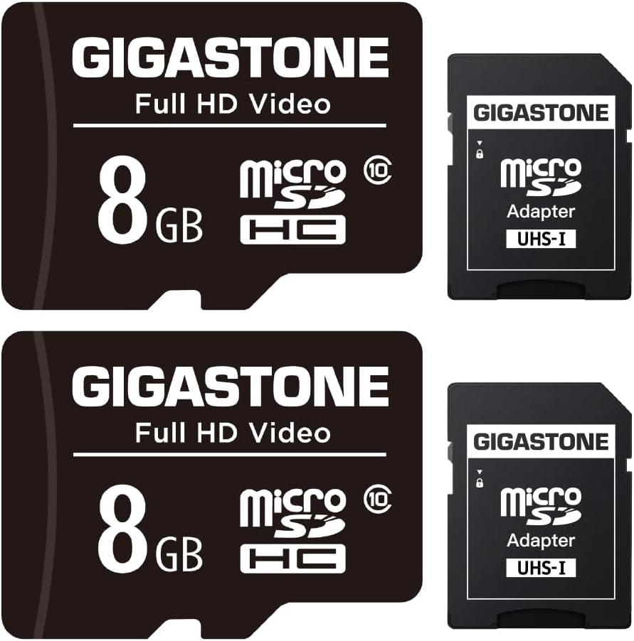 8GB Micro SD Card 2-Pack, Full HD Video, Surveillance Security Cam Action Camera Drone, 85Mb/S Micro SDHC Class 10