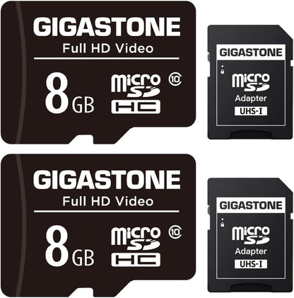8GB Micro SD Card 2-Pack, Full HD Video, Surveillance Security Cam Action Camera Drone, 85Mb/S Micro SDHC Class 10