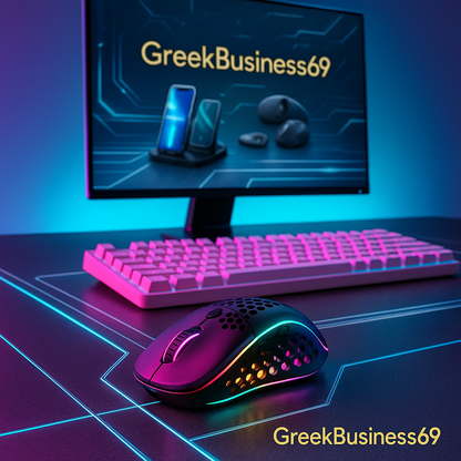 2.4G Wireless Mouse with RGB Backlit 6-Button 3-Speed DPI Type C Rechargeable Ergonomic Honeycomb Design Gaming Mouse