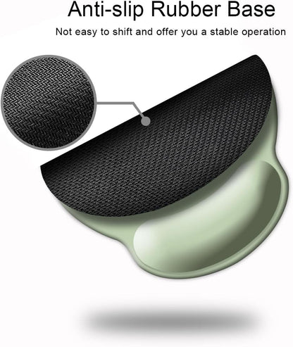 Ergonomic Mouse Pad with Wrist Support, Cute Wrist Pad with Non-Slip Rubber Base for Computer, Laptop, Home Office Gaming, Working, Easy Typing & Pain Relief,Sage Green