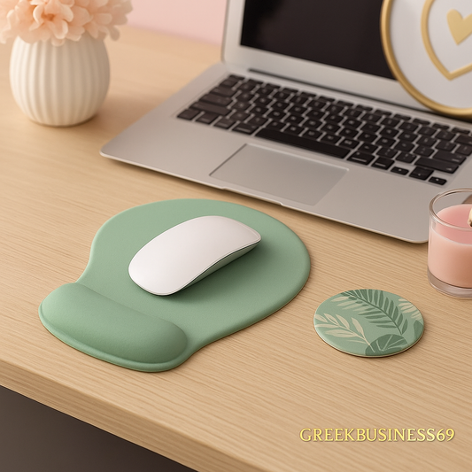 Ergonomic Mouse Pad with Wrist Support, Cute Wrist Pad with Non-Slip Rubber Base for Computer, Laptop, Home Office Gaming, Working, Easy Typing & Pain Relief,Sage Green