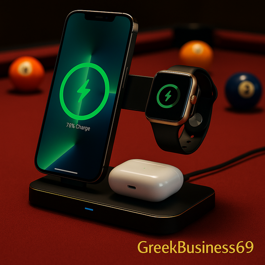 Fast Wireless Charger Station, 23W Wireless Charging Stand for Iphone 16/15/14/13/13 Pro/ 12/12 Pro/11/Xs Max/Xr/X/Galaxy S23 S22 S21 S10, Charging Station for Airpods 4/3/2/Pro, Iwatch Series