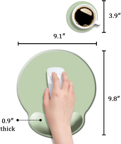 Ergonomic Mouse Pad with Wrist Support, Cute Wrist Pad with Non-Slip Rubber Base for Computer, Laptop, Home Office Gaming, Working, Easy Typing & Pain Relief,Sage Green